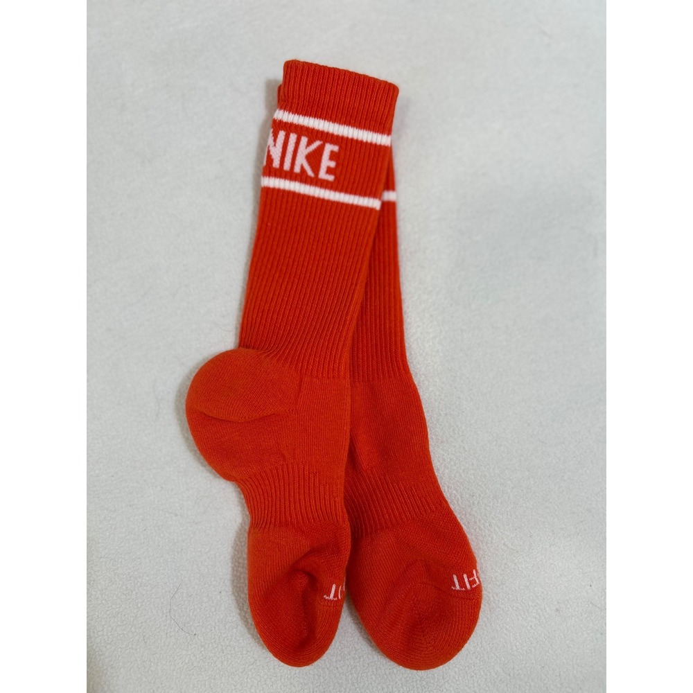 Nike Dri-FIT Crew Socks Orange White Striped Athletic Mens Performance Training